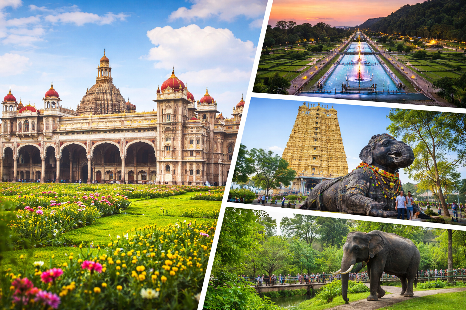 2 Nights 3 Days Mysuru tour package covering Mysore Palace, Chamundi Hills, Mysuru Zoo and Brindavan Gardens