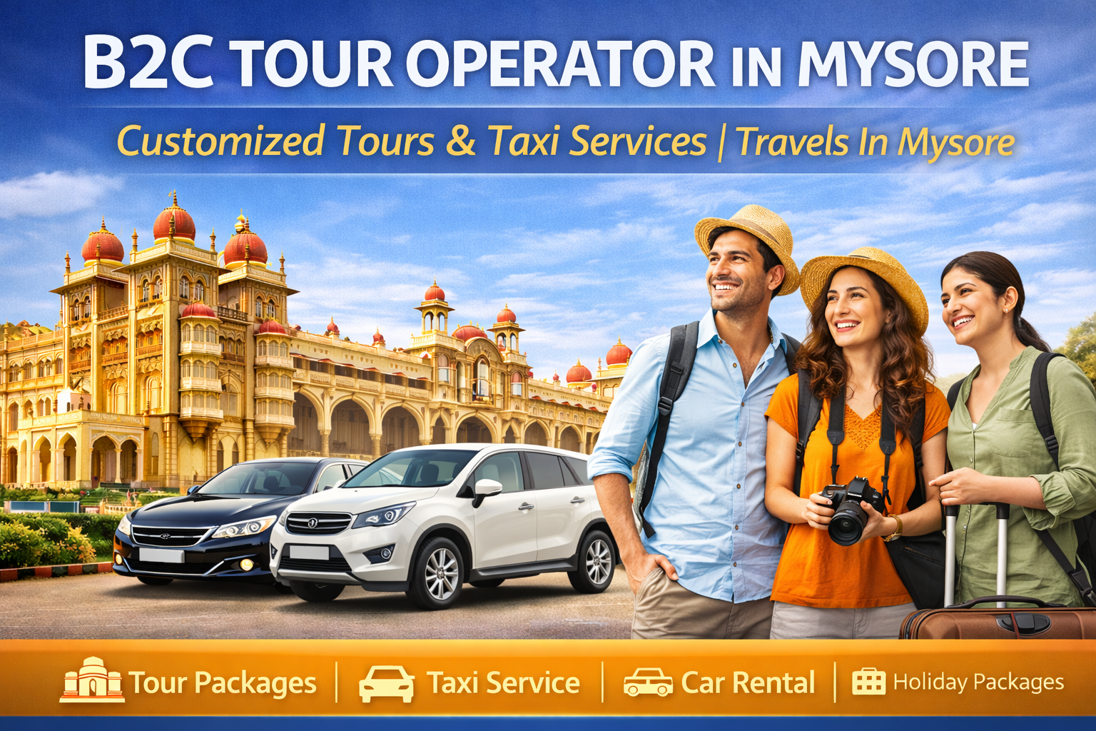 B2C tour operator in Mysore offering customized tours, taxi services and holiday packages