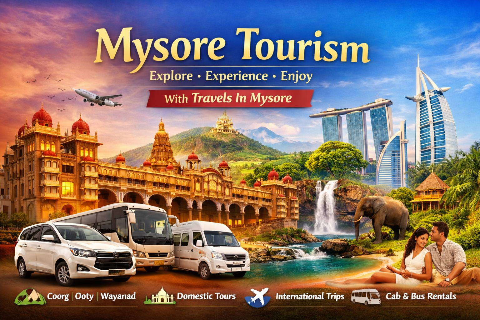 Mysore Tourism guide showcasing Mysore Palace, Coorg, Ooty and travel services by Travels In Mysore